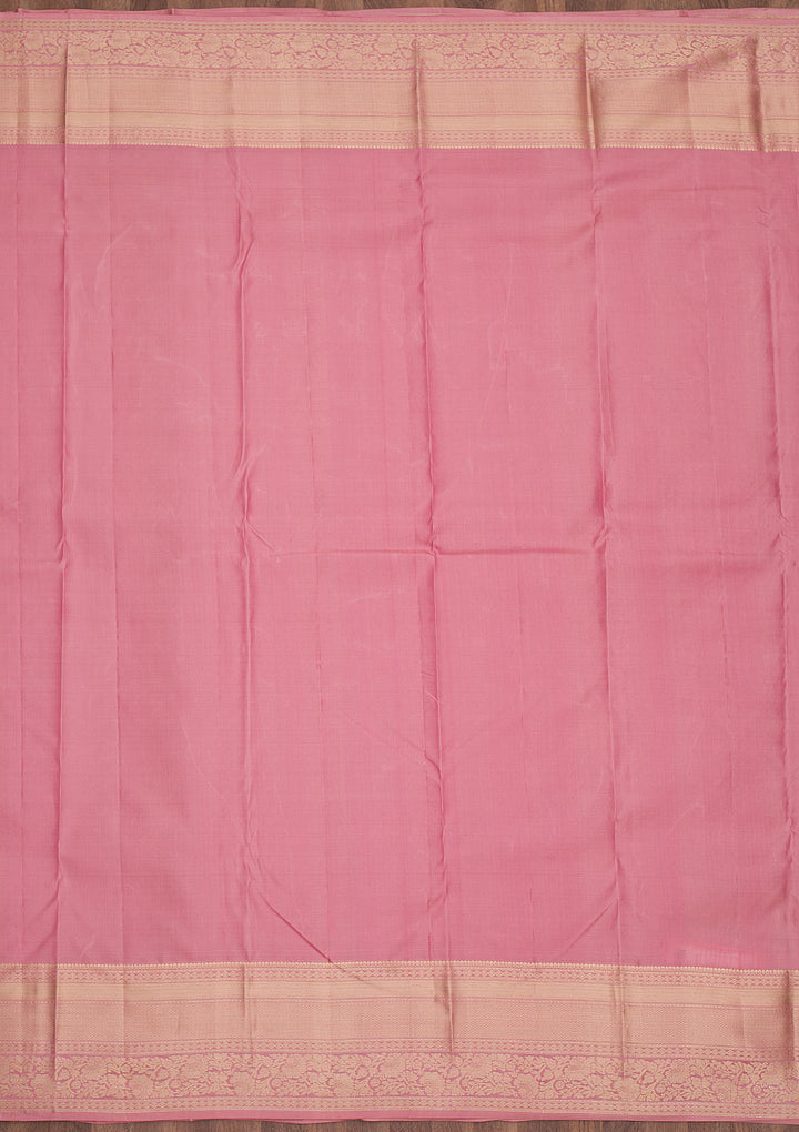 Onion Pink Zariwork Pure Silk Saree