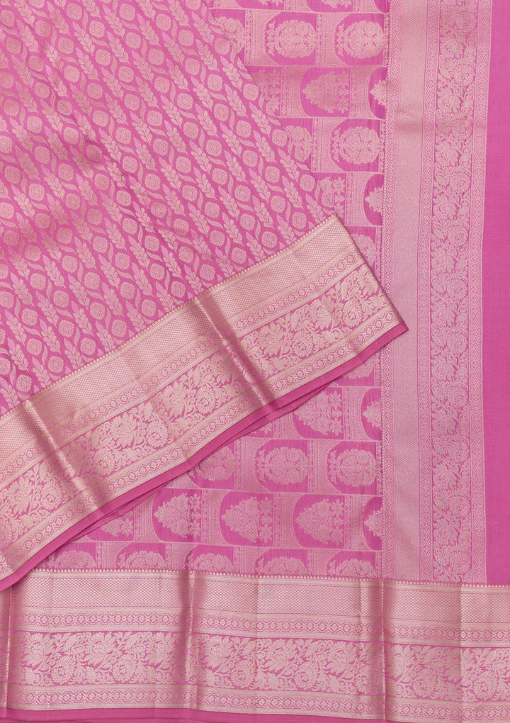 Onion Pink Zariwork Kanjivaram Pure Silk Saree