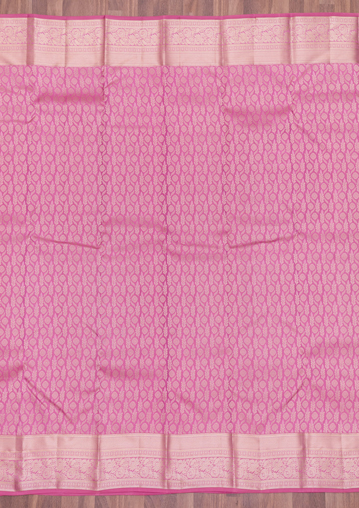 Onion Pink Zariwork Kanjivaram Pure Silk Saree