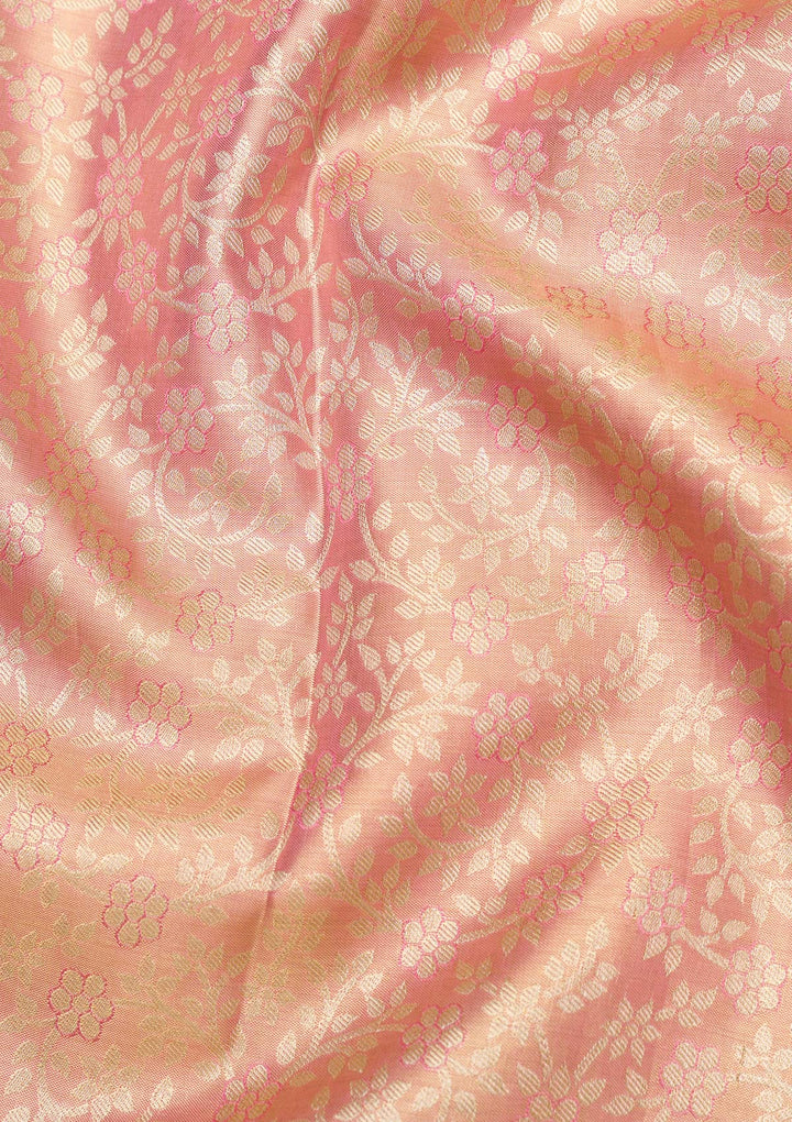 Onion Pink Zariwork Pure Silk Saree