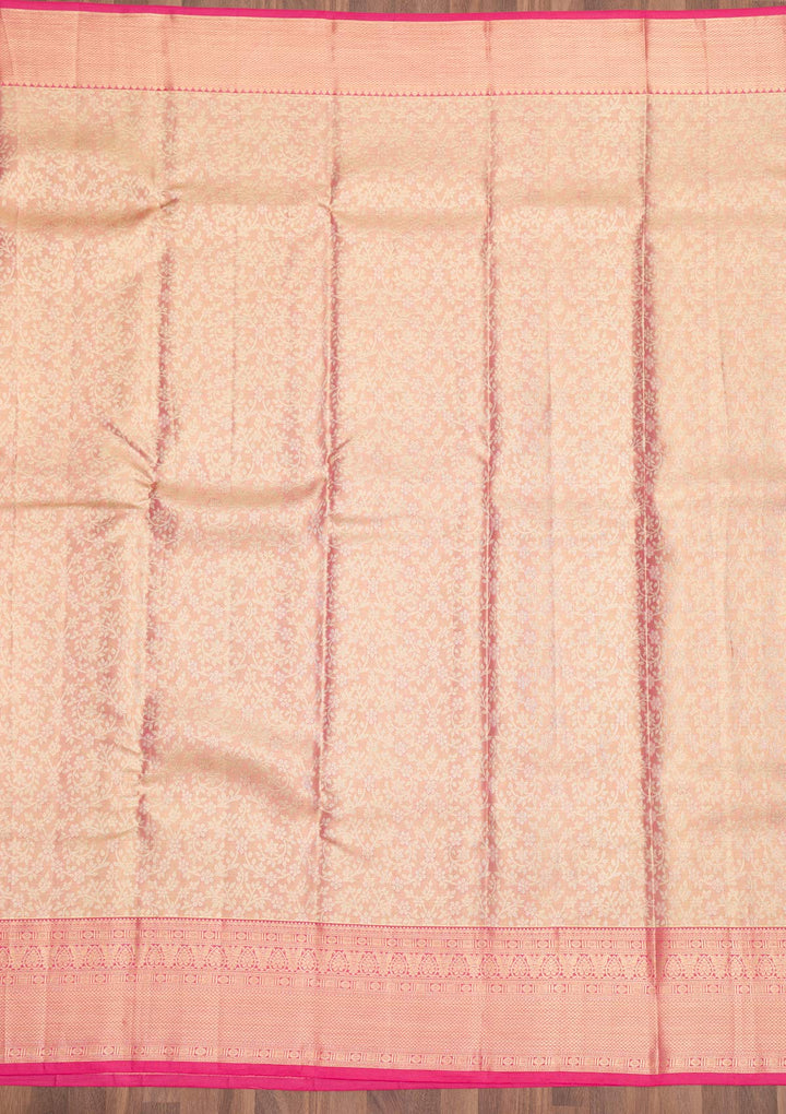 Onion Pink Zariwork Pure Silk Saree