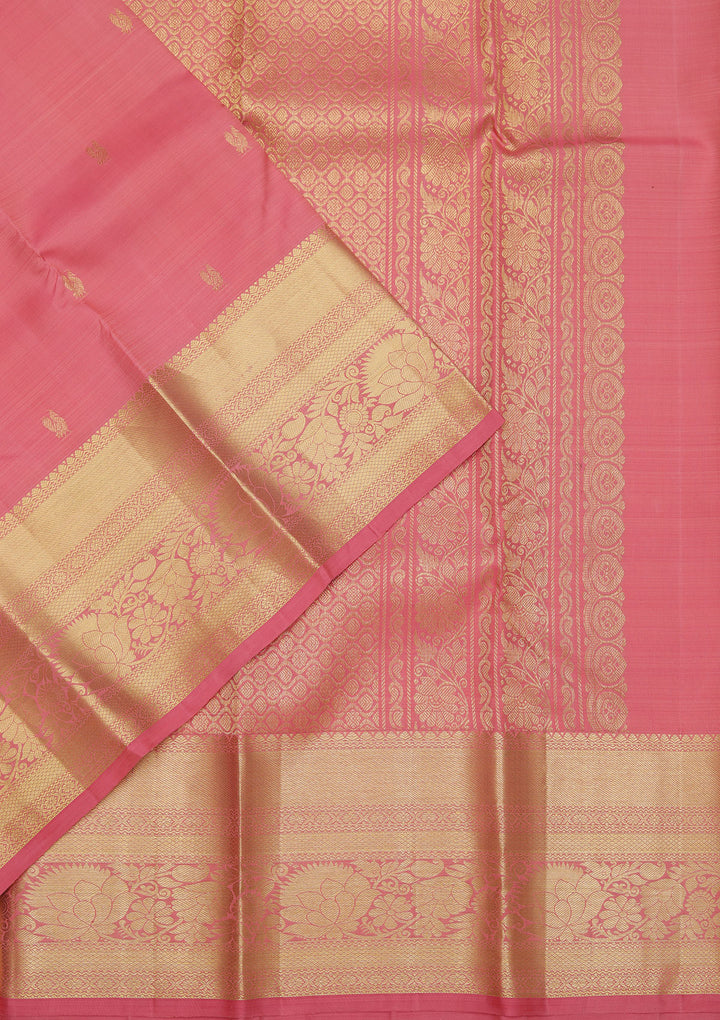 Onion Pink Zariwork Kanjivaram Pure Silk Saree