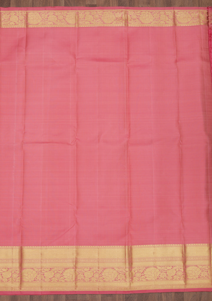 Onion Pink Zariwork Kanjivaram Pure Silk Saree