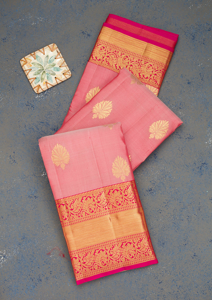 Onion Pink Zariwork Banarasi Pure Silk Saree