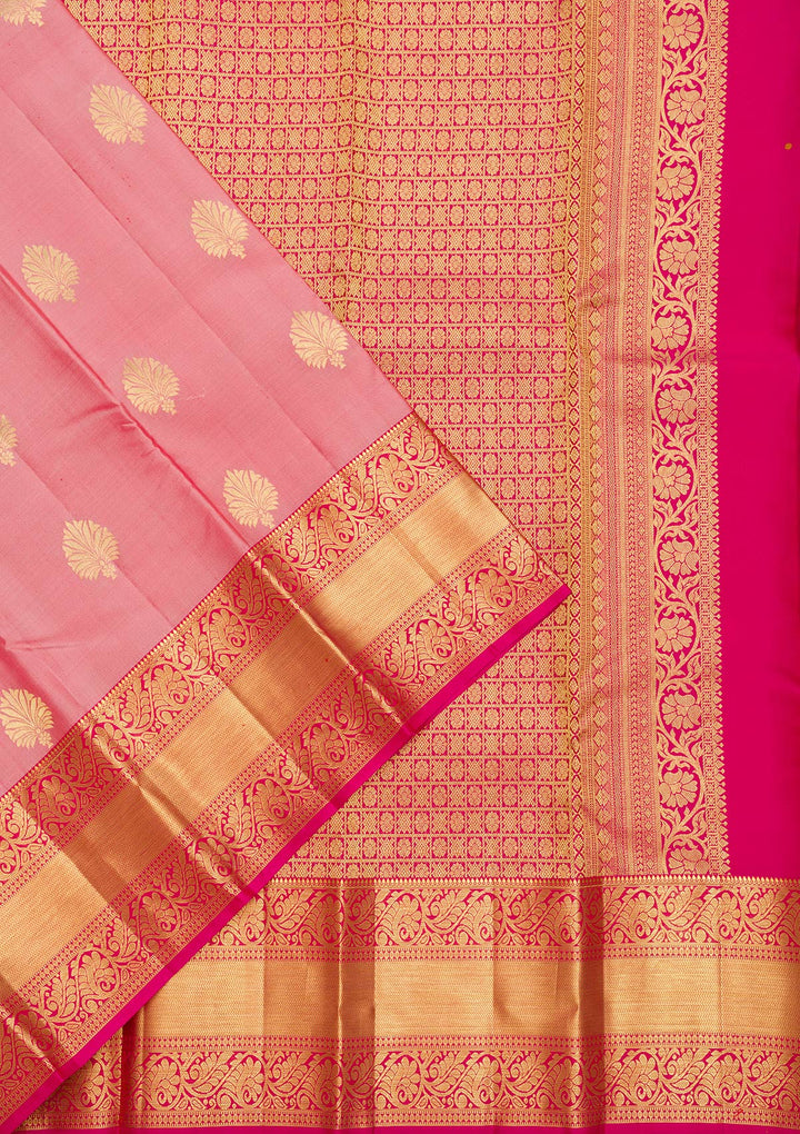 Onion Pink Zariwork Banarasi Pure Silk Saree