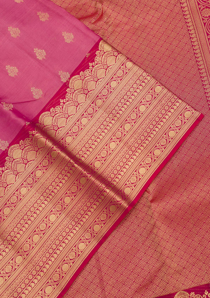 Onion Pink Zariwork Pure Silk Saree