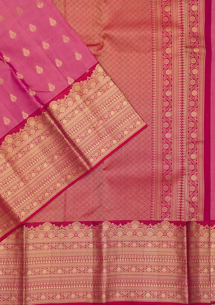 Onion Pink Zariwork Pure Silk Saree