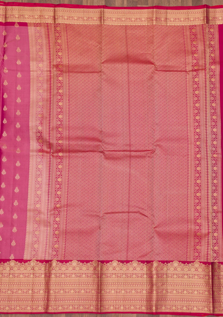Onion Pink Zariwork Pure Silk Saree