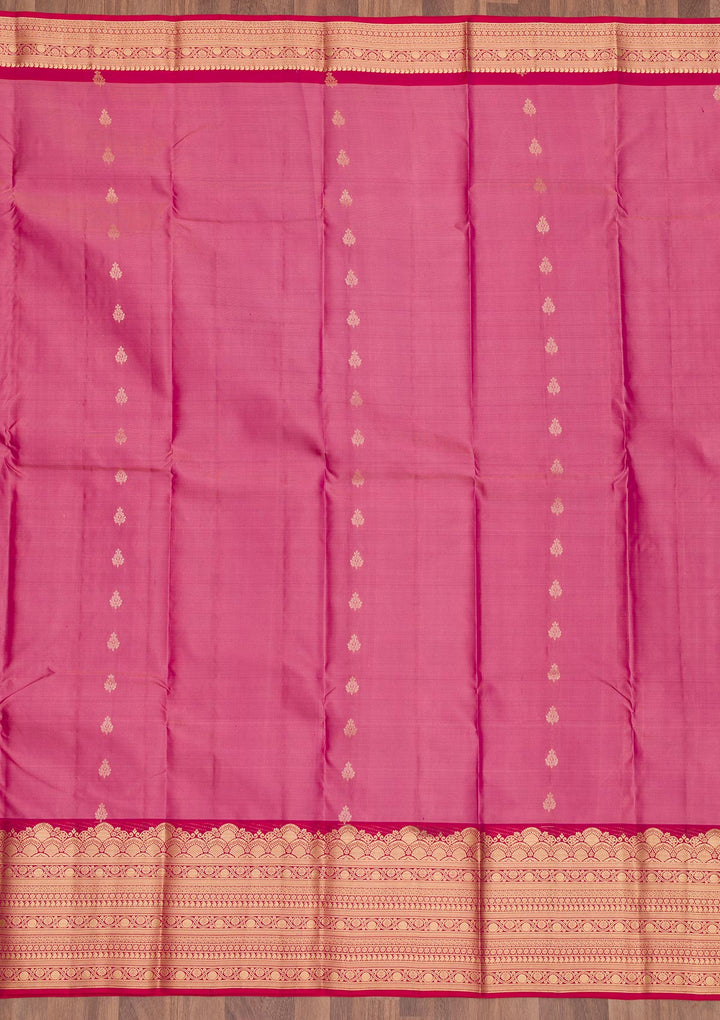 Onion Pink Zariwork Pure Silk Saree
