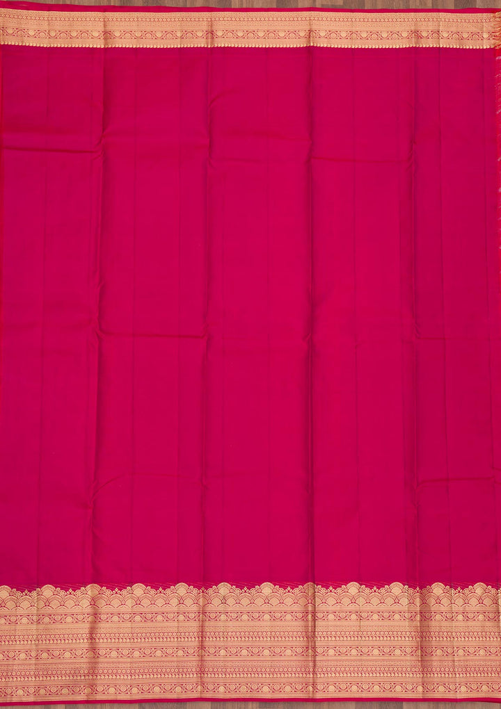 Onion Pink Zariwork Pure Silk Saree