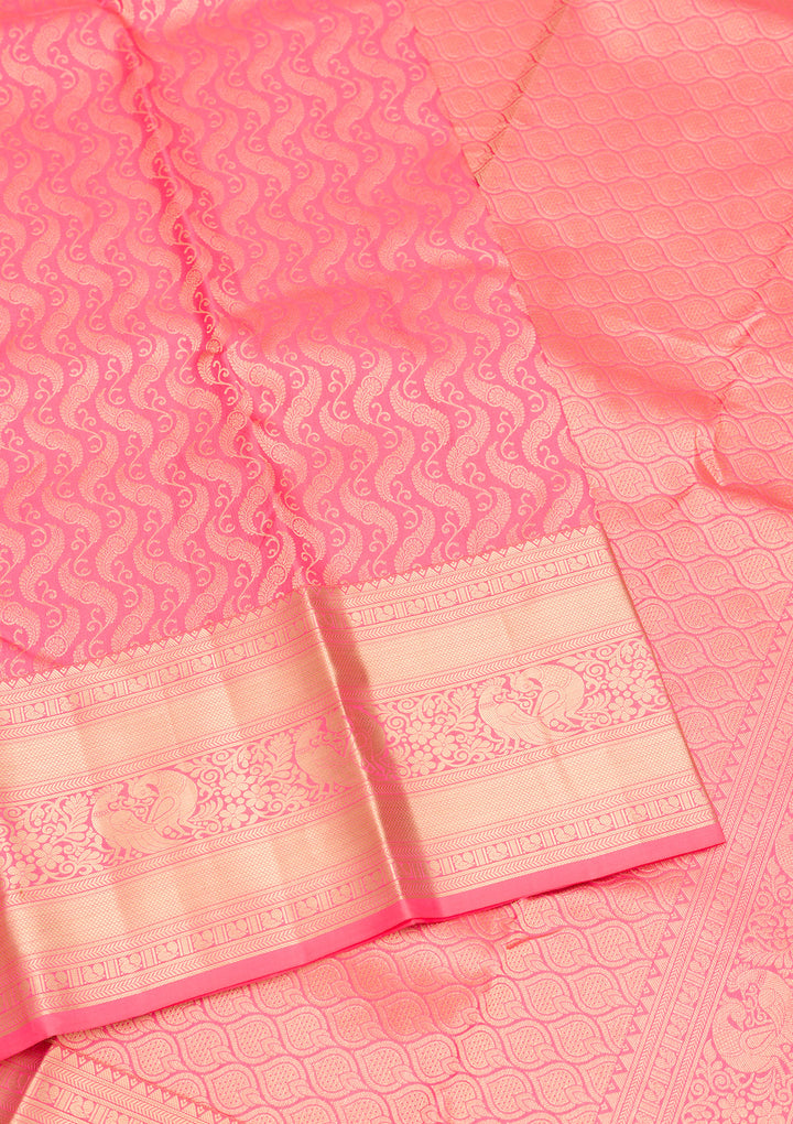 Onion Pink Zariwork Pure Silk Saree