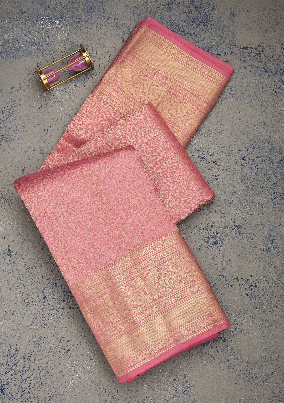 Onion Pink Zariwork Pure Silk Saree