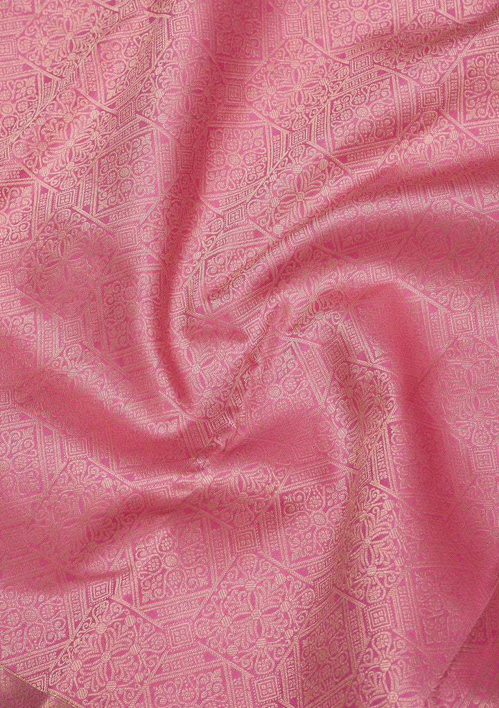 Onion Pink Zariwork Pure Silk Saree