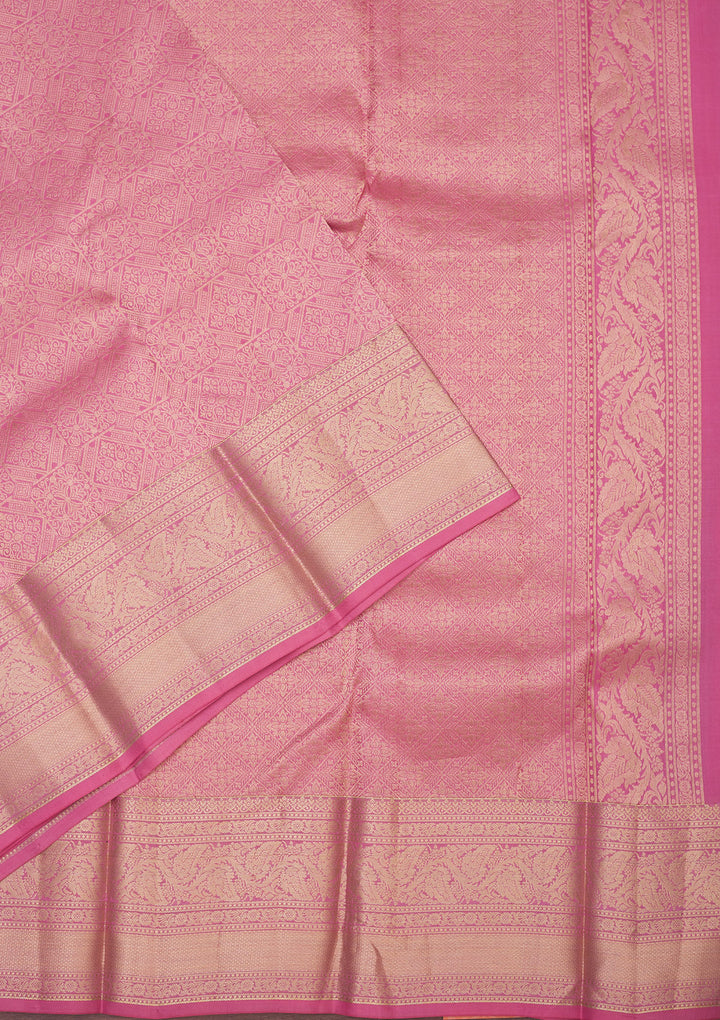 Onion Pink Zariwork Pure Silk Saree