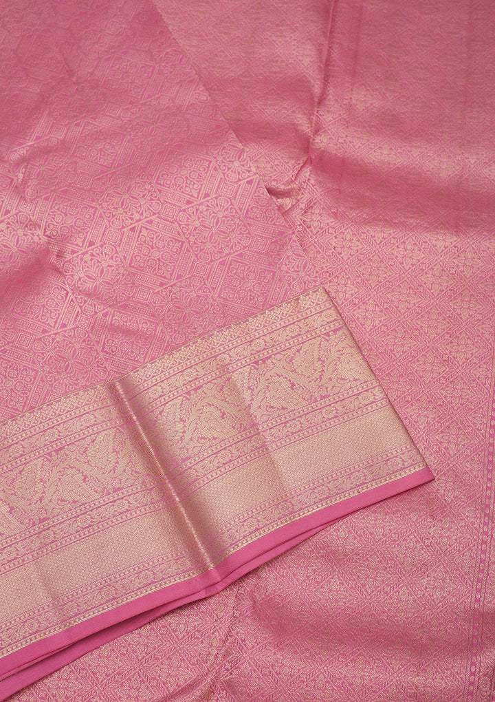 Onion Pink Zariwork Pure Silk Saree