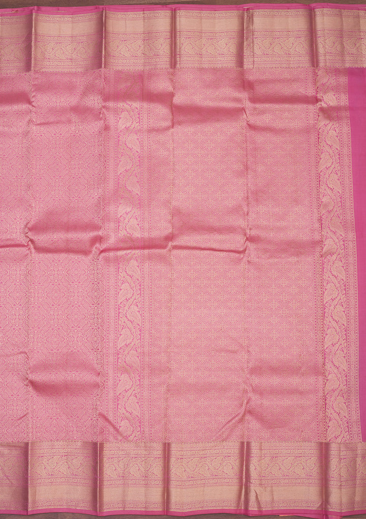 Onion Pink Zariwork Pure Silk Saree