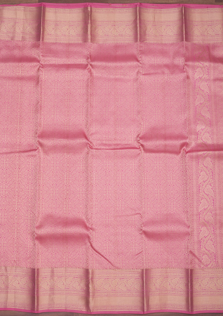 Onion Pink Zariwork Pure Silk Saree