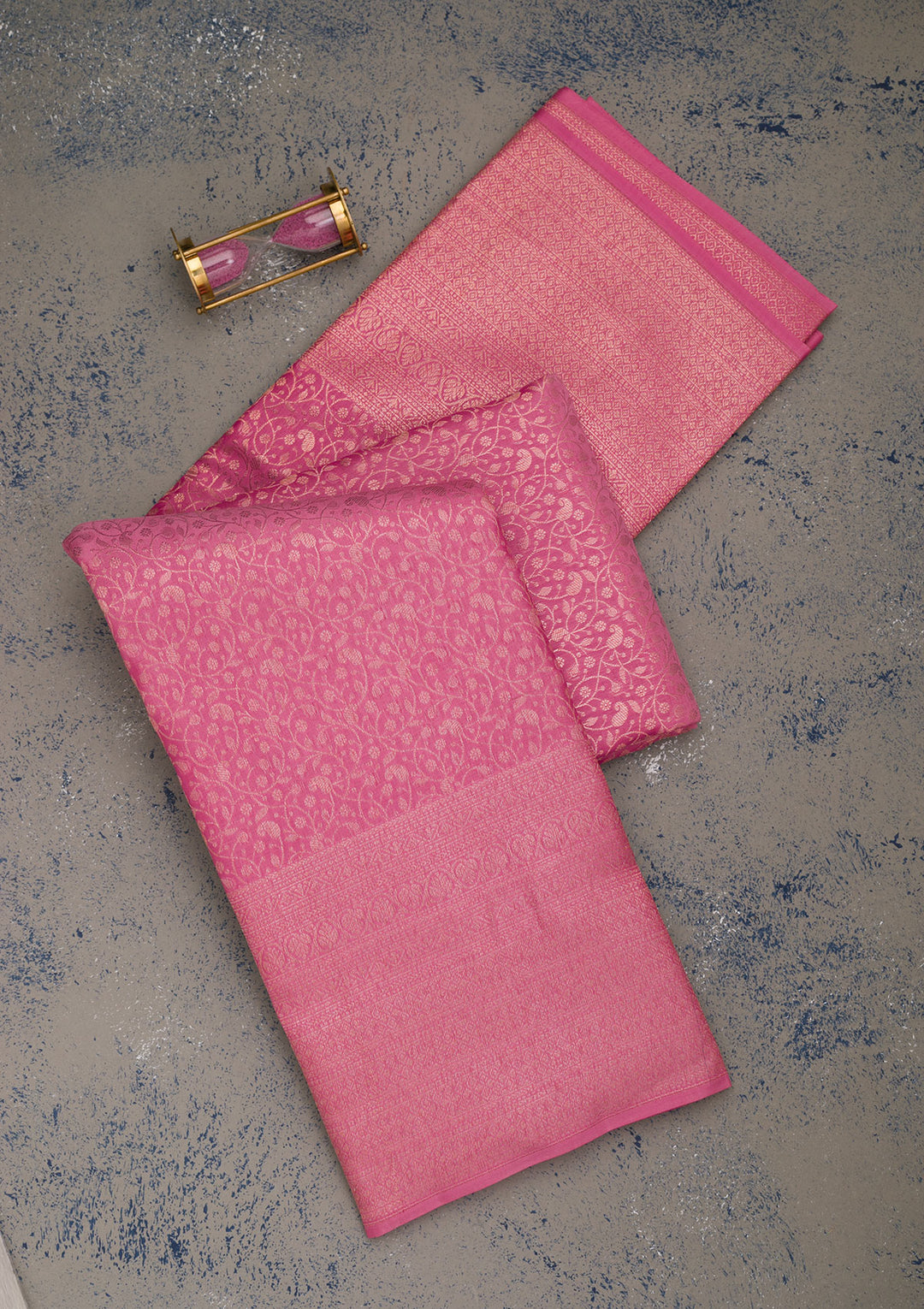 Onion Pink Zariwork Pure Silk Saree