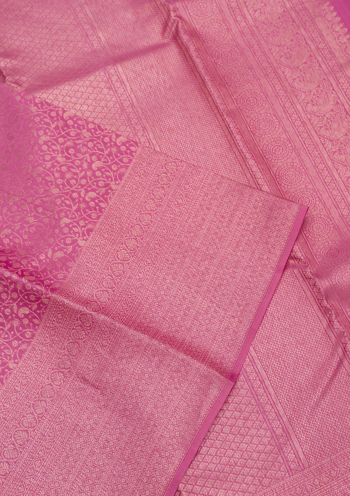 Onion Pink Zariwork Pure Silk Saree