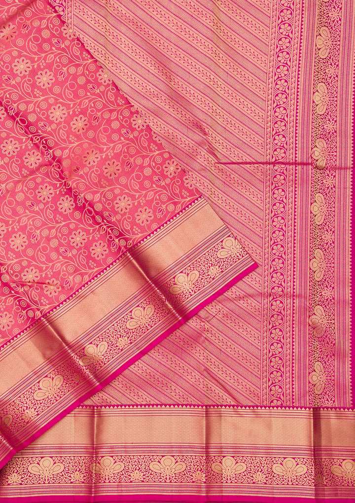 Onion Pink Zariwork Pure Silk Saree
