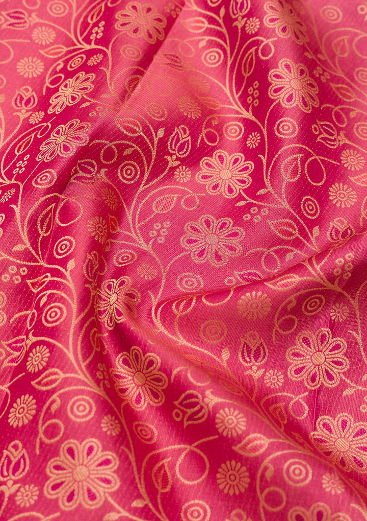 Onion Pink Zariwork Pure Silk Saree
