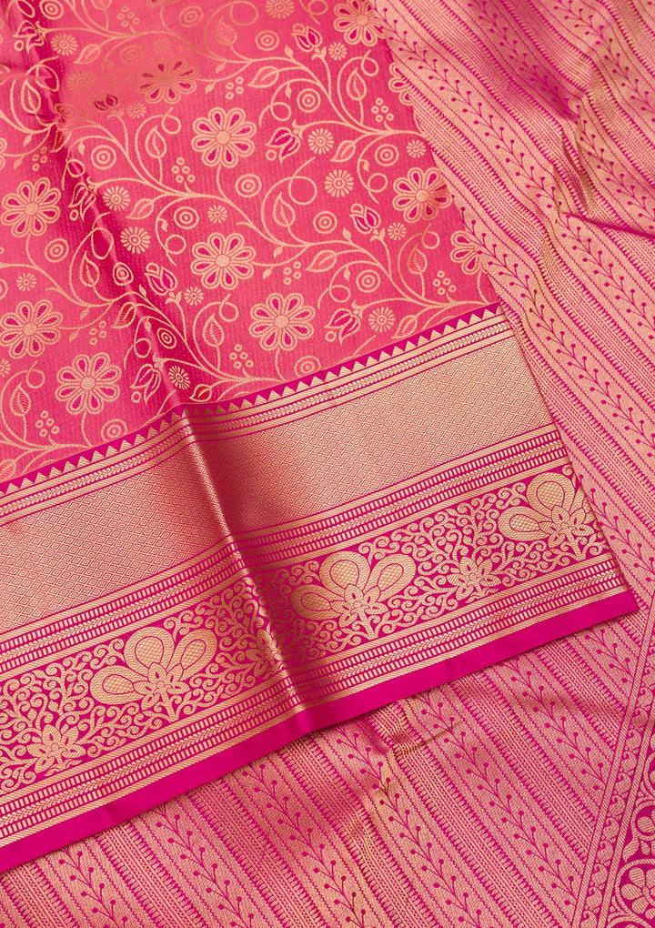Onion Pink Zariwork Pure Silk Saree