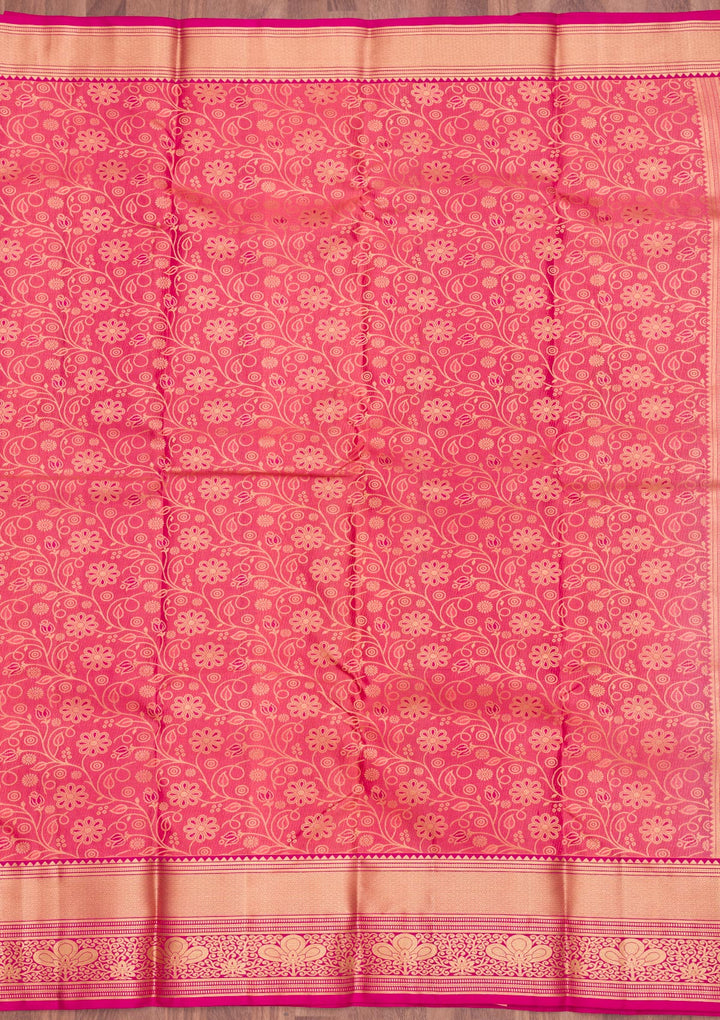 Onion Pink Zariwork Pure Silk Saree