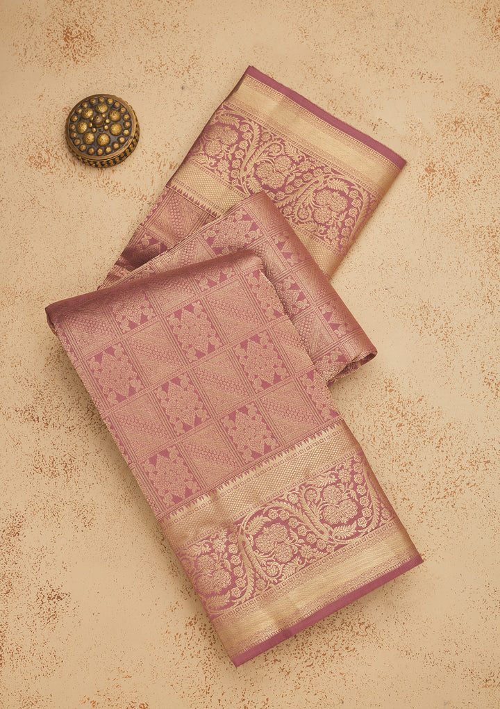 Onion Pink Zariwork Pure Silk Saree