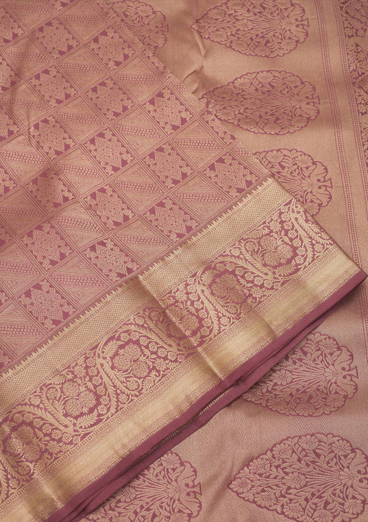 Onion Pink Zariwork Pure Silk Saree