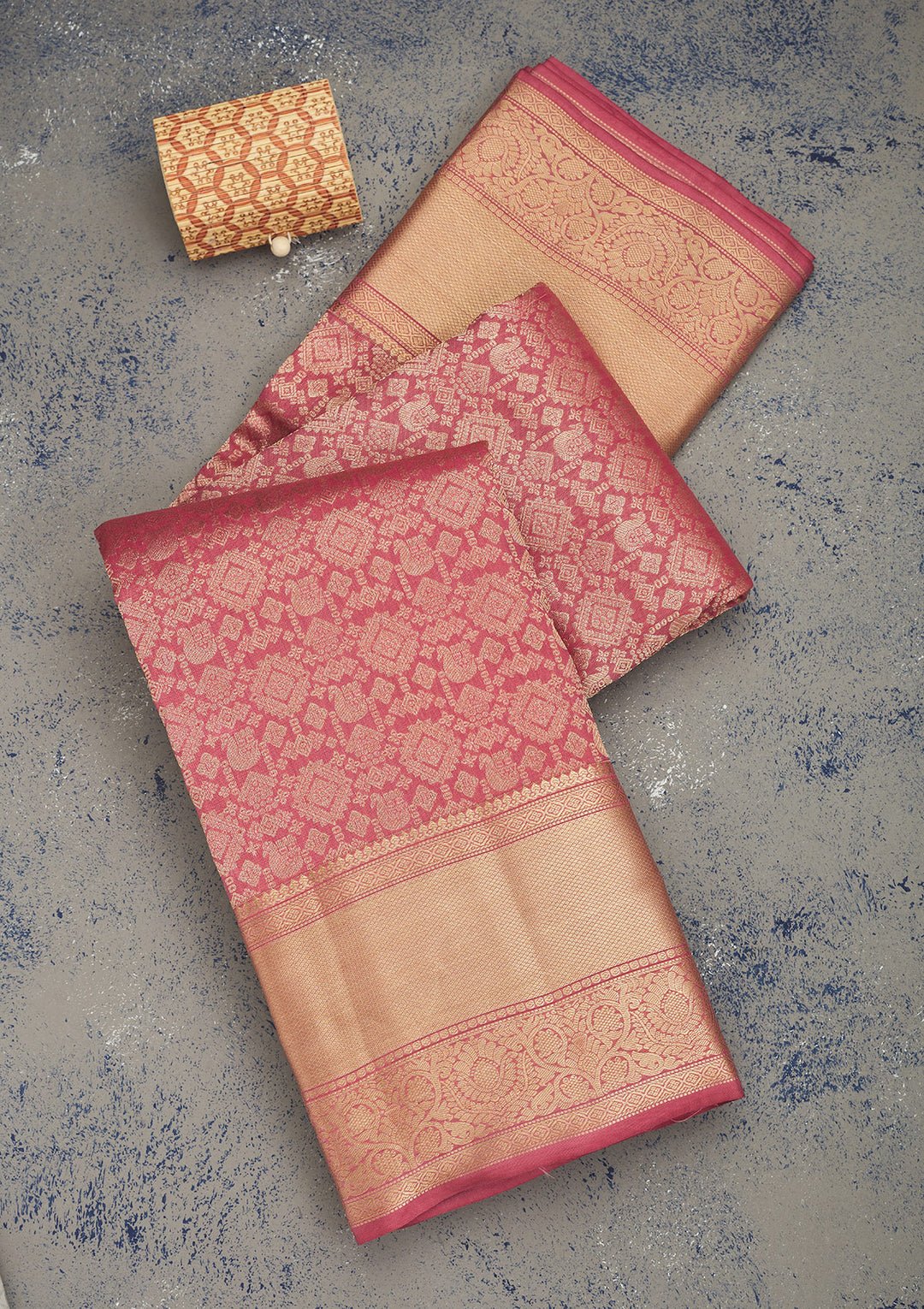 Onion Pink Zariwork Pure Silk Saree