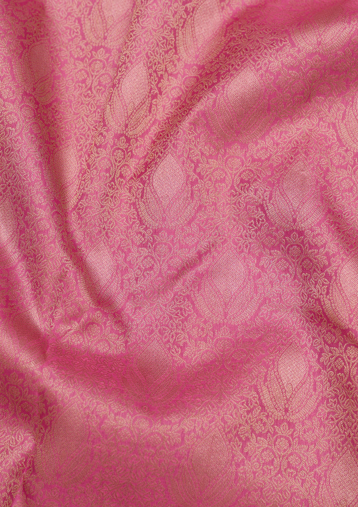 Onion Pink Zariwork Pure Silk Saree