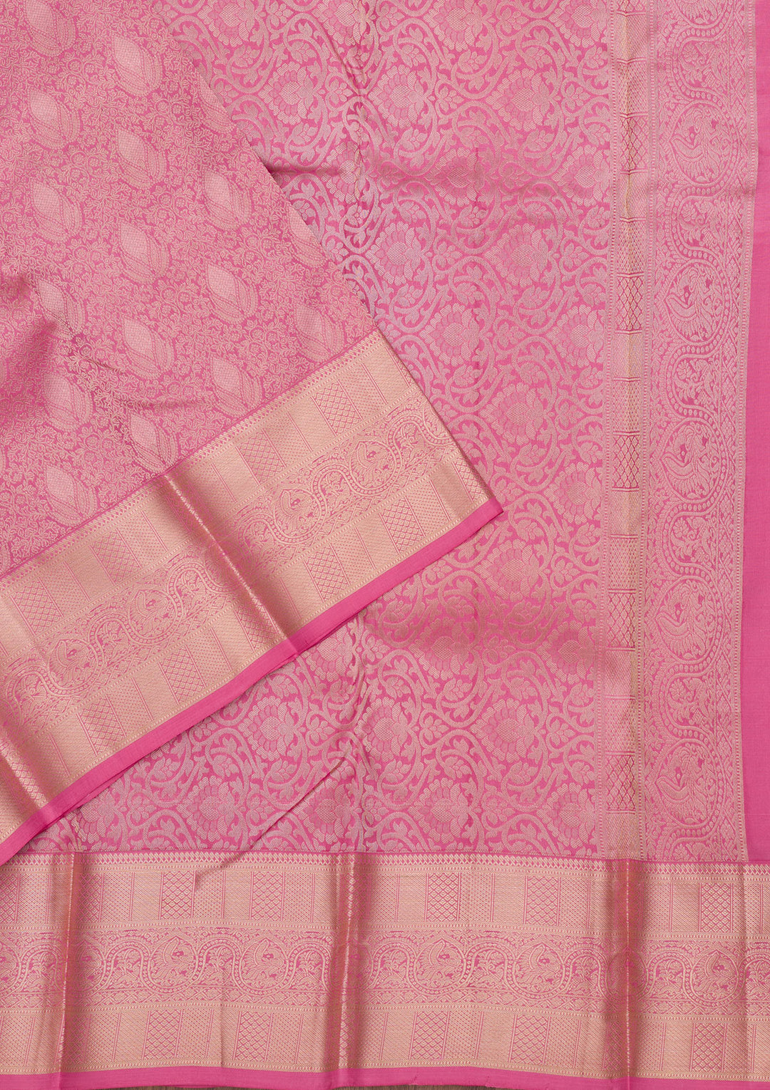 Onion Pink Zariwork Pure Silk Saree