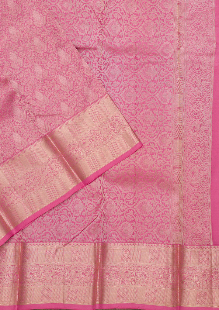 Onion Pink Zariwork Pure Silk Saree