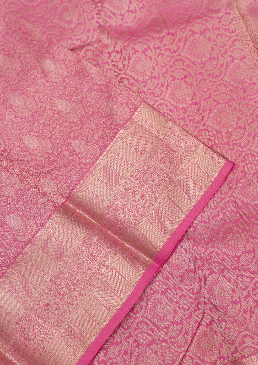 Onion Pink Zariwork Pure Silk Saree
