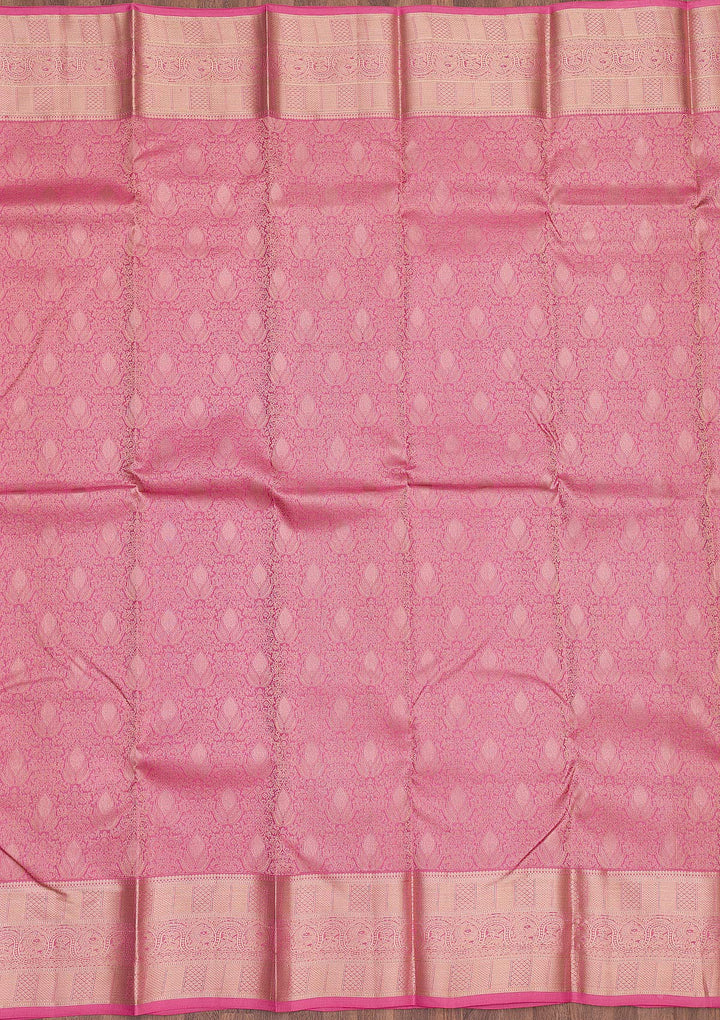 Onion Pink Zariwork Pure Silk Saree