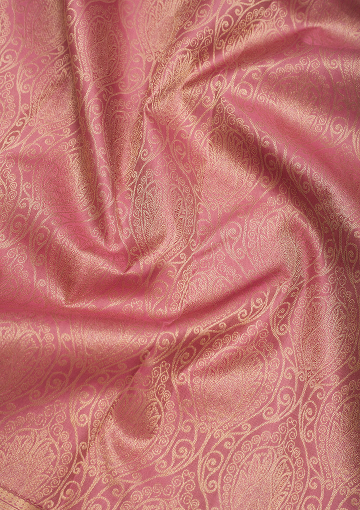 Onion Pink Zariwork Pure Silk Saree