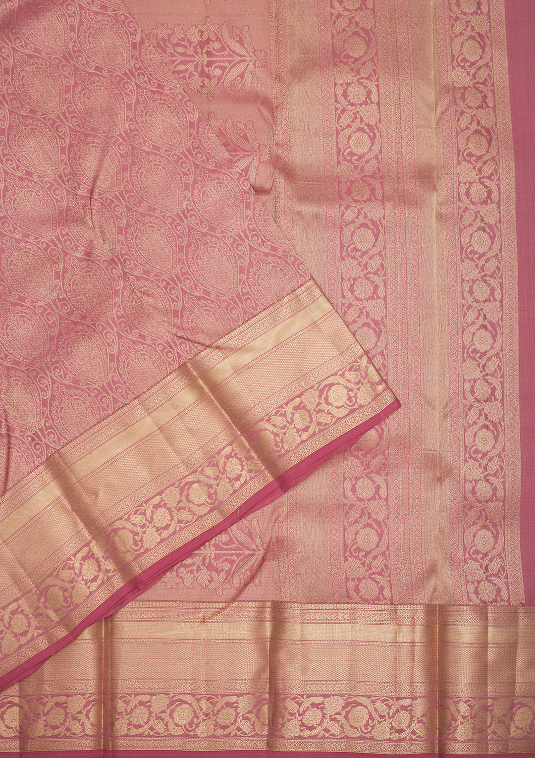 Onion Pink Zariwork Pure Silk Saree