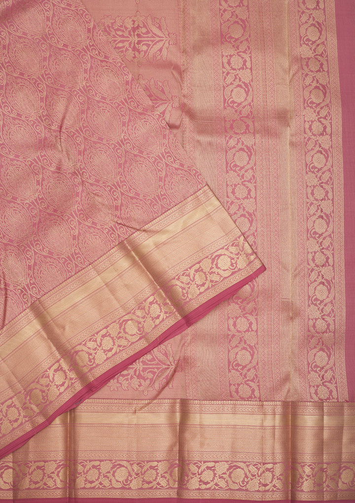 Onion Pink Zariwork Pure Silk Saree