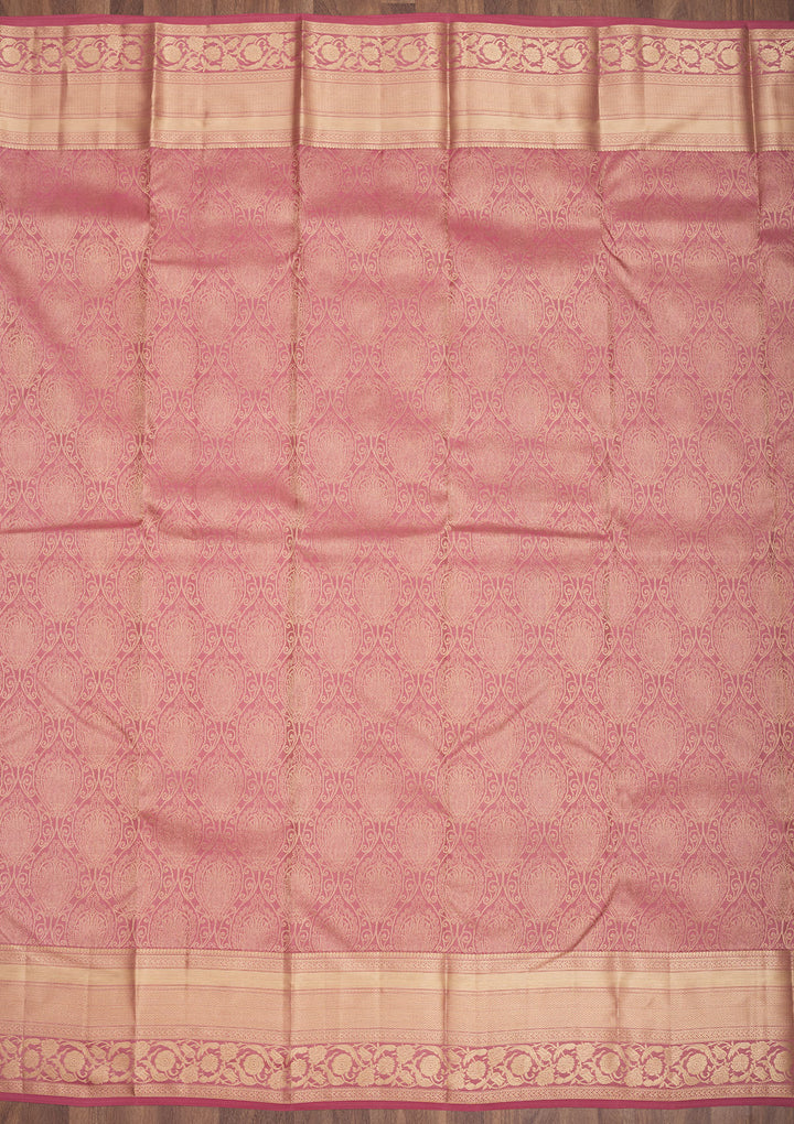 Onion Pink Zariwork Pure Silk Saree
