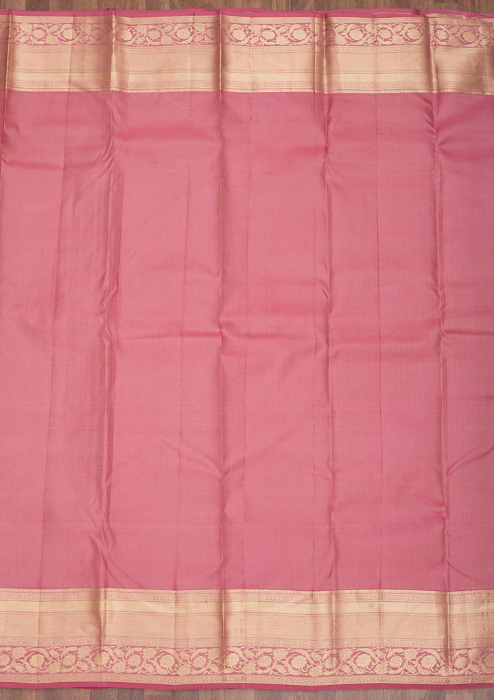 Onion Pink Zariwork Pure Silk Saree