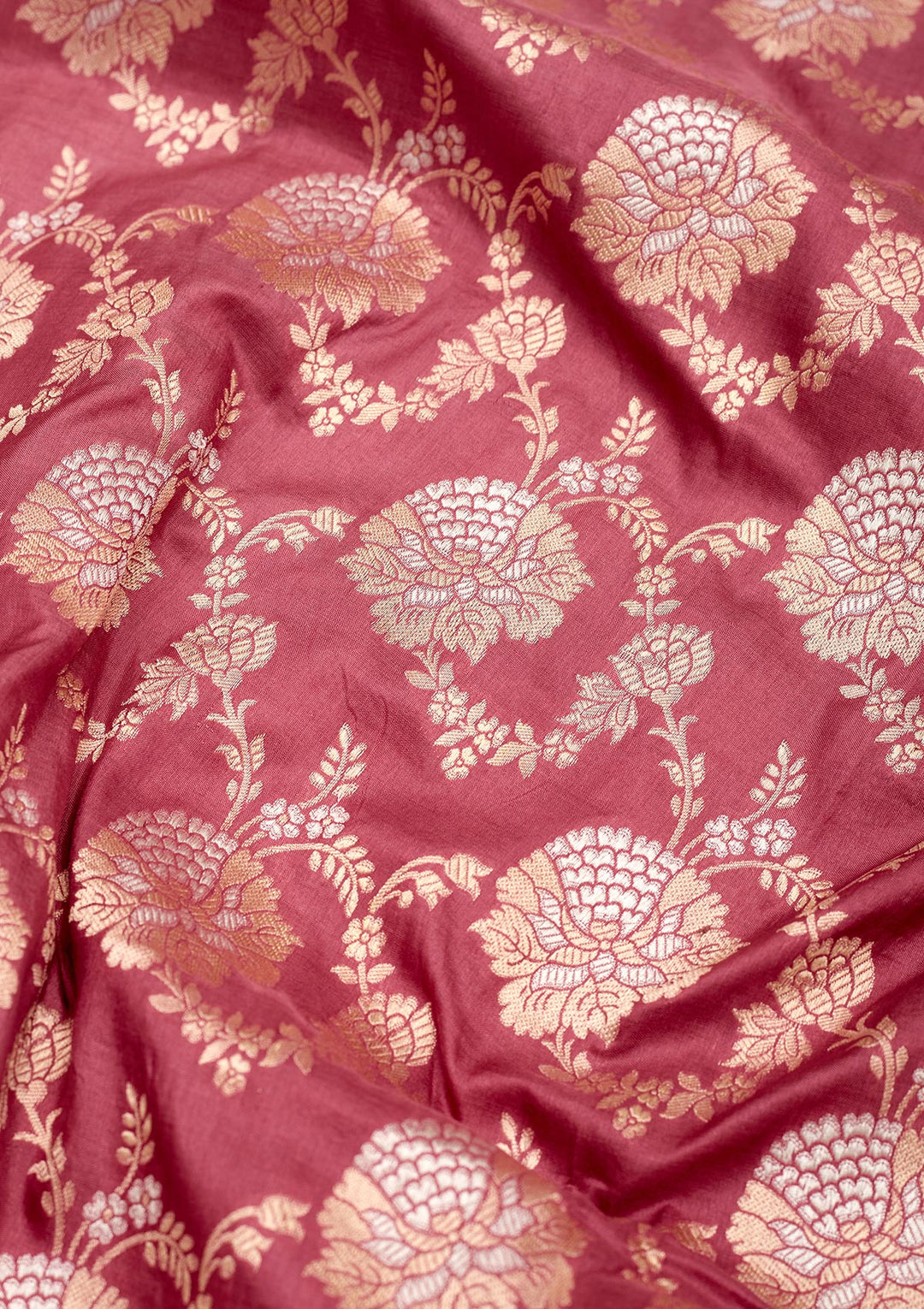 Onion Pink Zariwork Pure Silk Saree