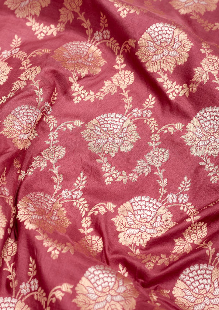 Onion Pink Zariwork Pure Silk Saree