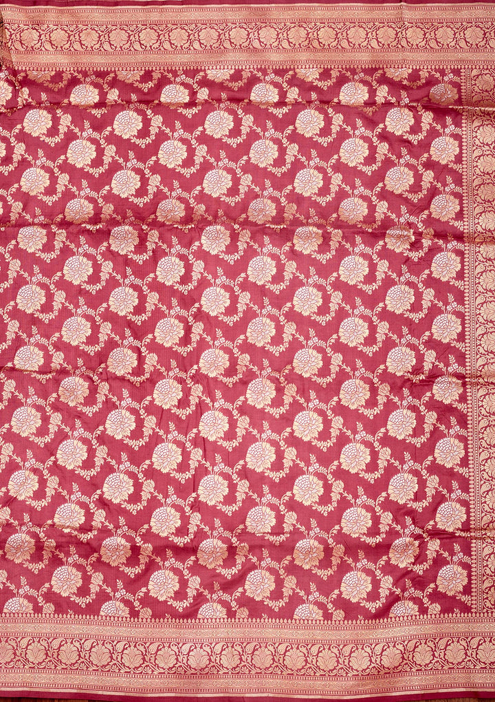 Onion Pink Zariwork Pure Silk Saree