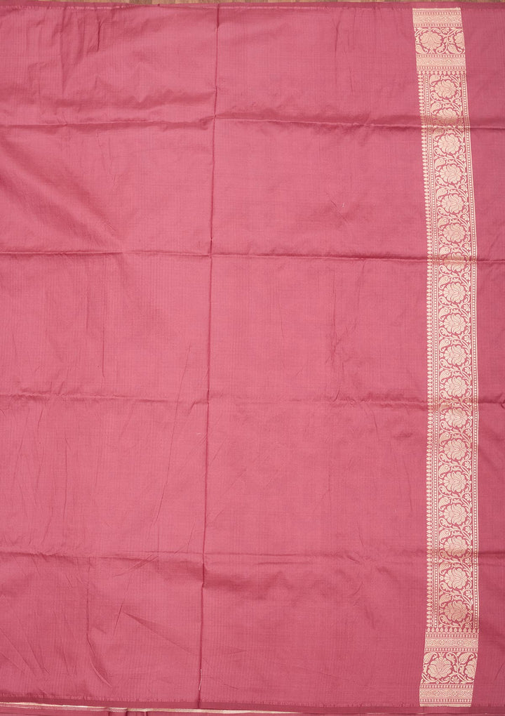 Onion Pink Zariwork Pure Silk Saree