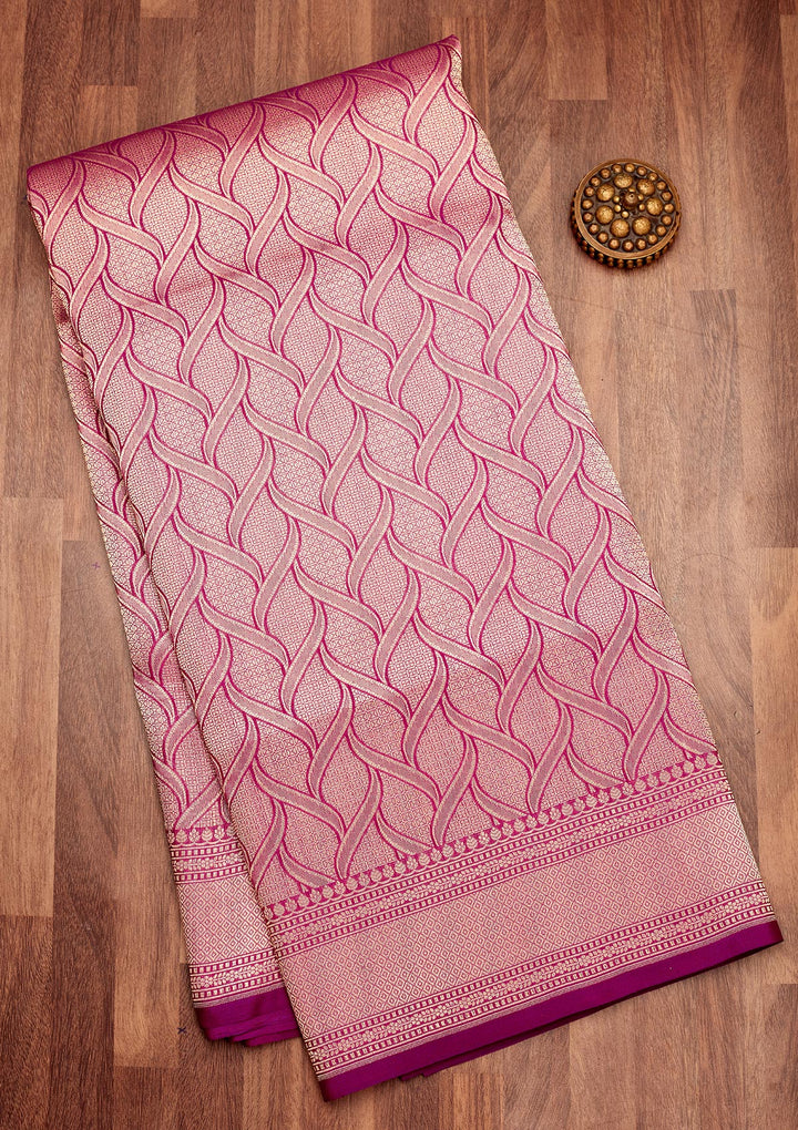 Onion Pink Zariwork Pure Silk Saree