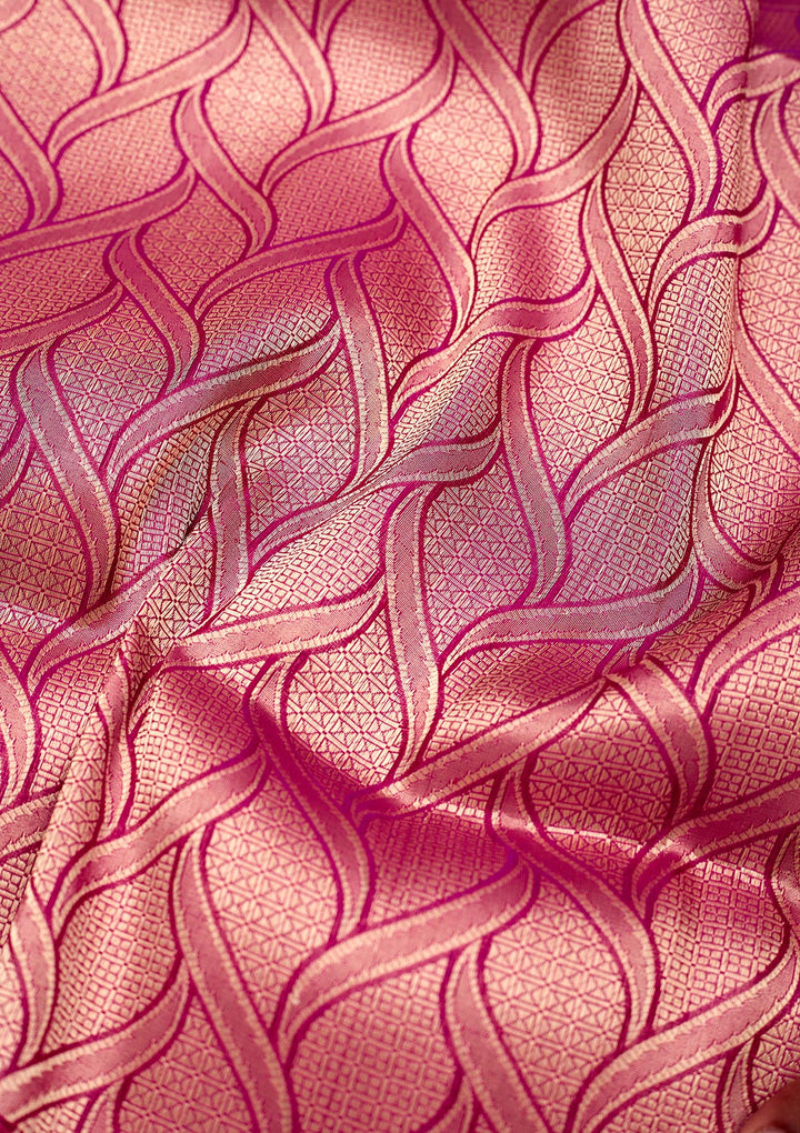 Onion Pink Zariwork Pure Silk Saree