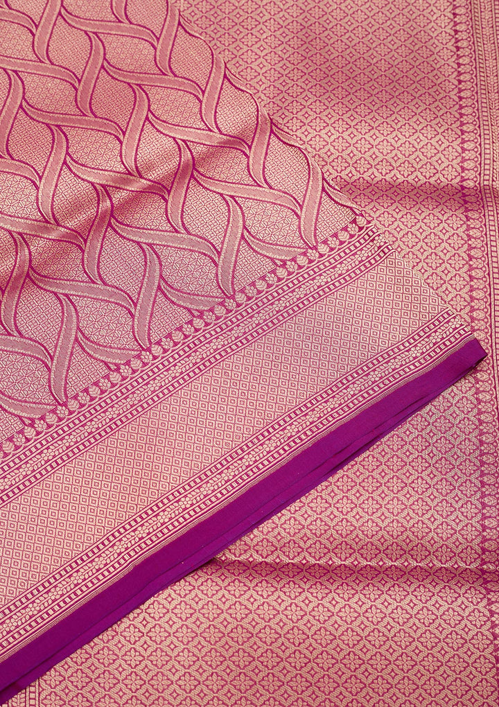 Onion Pink Zariwork Pure Silk Saree