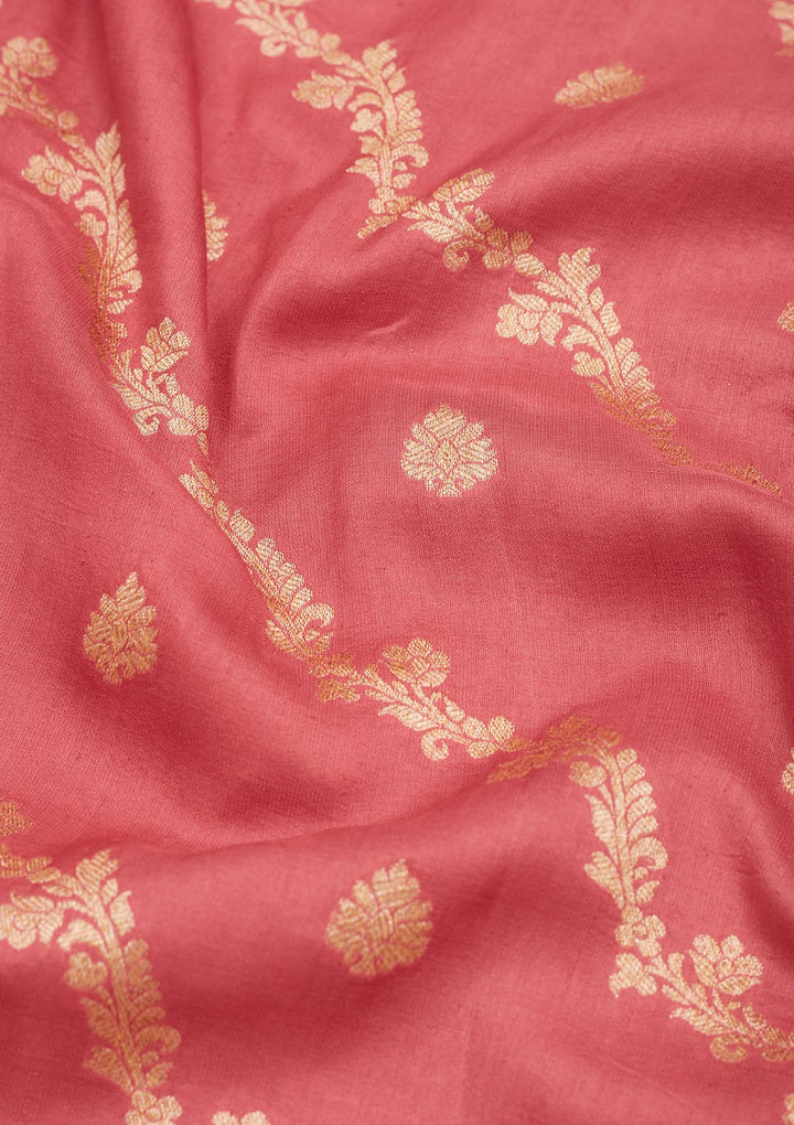 Onion Pink Zariwork Pure Silk Saree