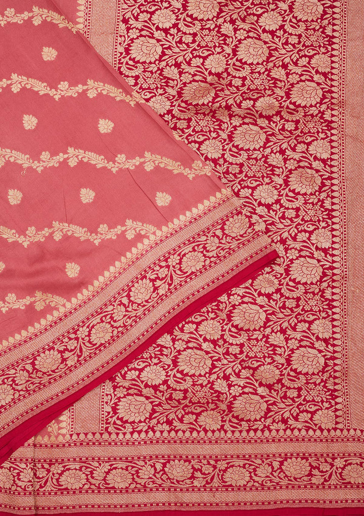 Onion Pink Zariwork Pure Silk Saree