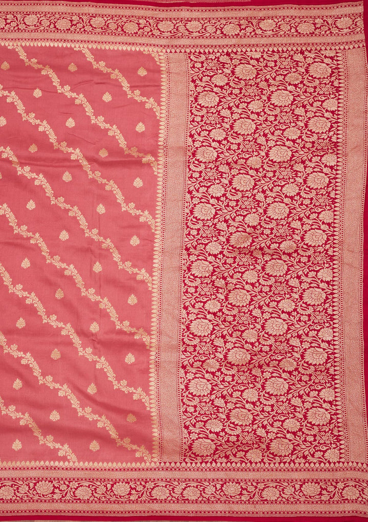 Onion Pink Zariwork Pure Silk Saree